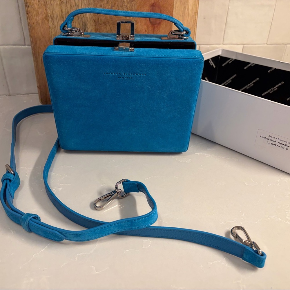 ππ Brandon Blackwood Suede Aqua Blue Kendrick Trunk NWT - Picture 10 of 12
